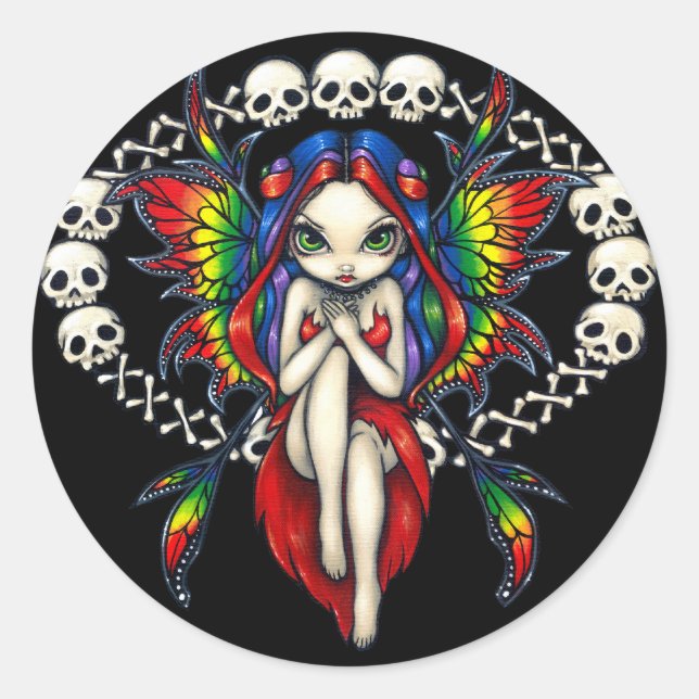 Adesivo Redondo Sticker "Arco-íris de Ossos" (Frente)