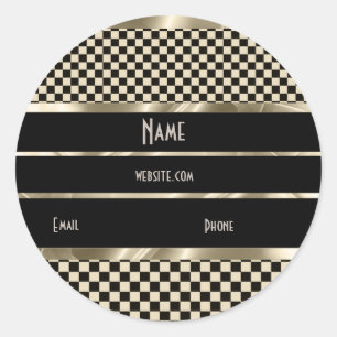 Adesivo Redondo Sticker Art Deco Sepia Dourado Preto