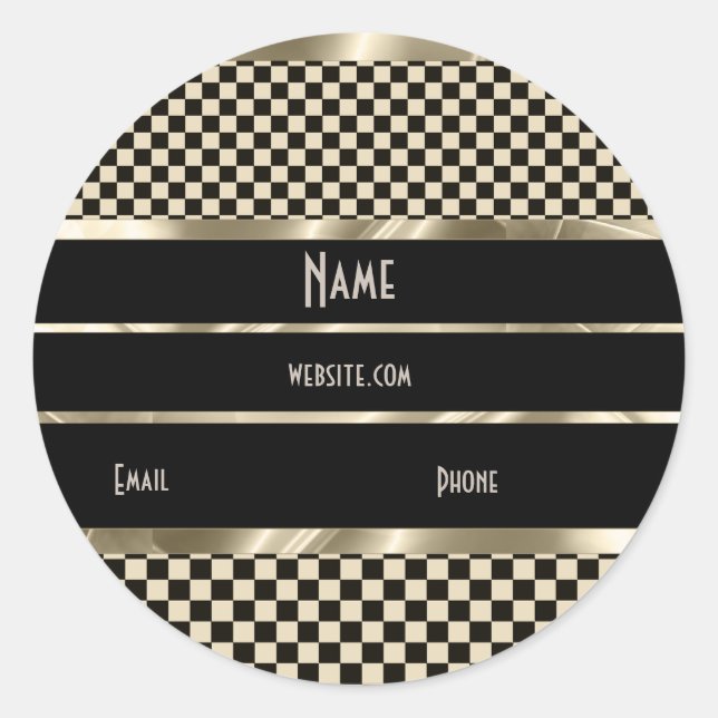 Adesivo Redondo Sticker Art Deco Sepia Dourado Preto (Frente)