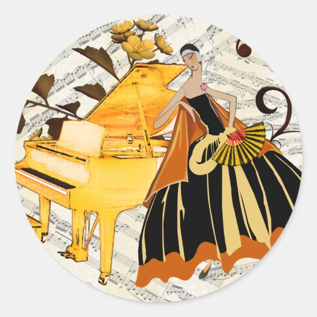 Adesivo Redondo sticker autocollant Music (Frente)