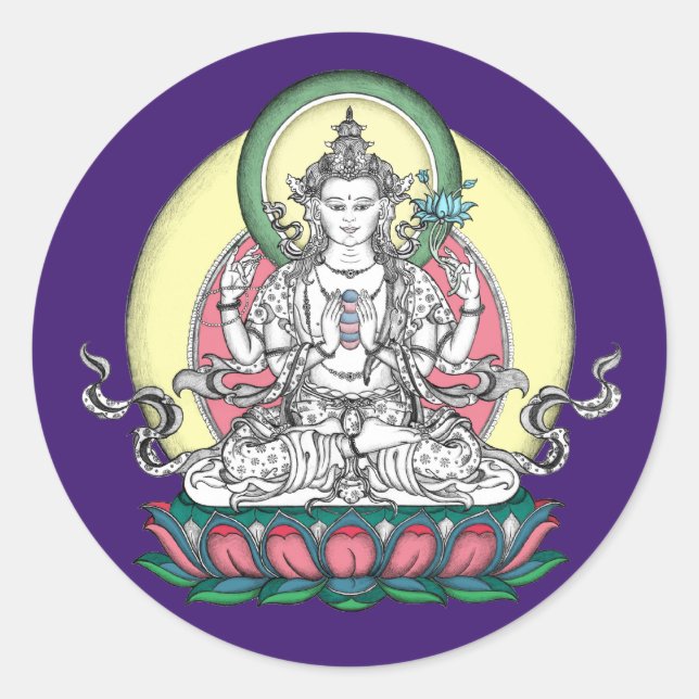 Adesivo Redondo STICKER Avalokiteshvara / Chenrezig (Frente)