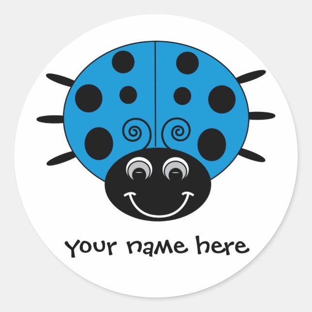 Adesivo Redondo Sticker Azul Ladybug Personalizado (Frente)
