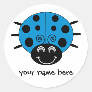 Adesivo Redondo Sticker Azul Ladybug Personalizado