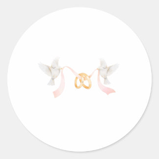 Adesivo Redondo Sticker bague de mariage et oiseaux