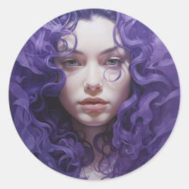 Adesivo Redondo Sticker Belleza morada ondulante