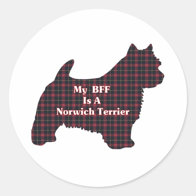 Adesivo Redondo Sticker BFF de Terrier Norwich (Frente)