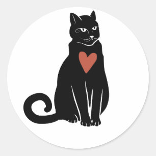 Adesivo Redondo Sticker Black cat