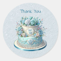 Sticker Blue Cake Flowers