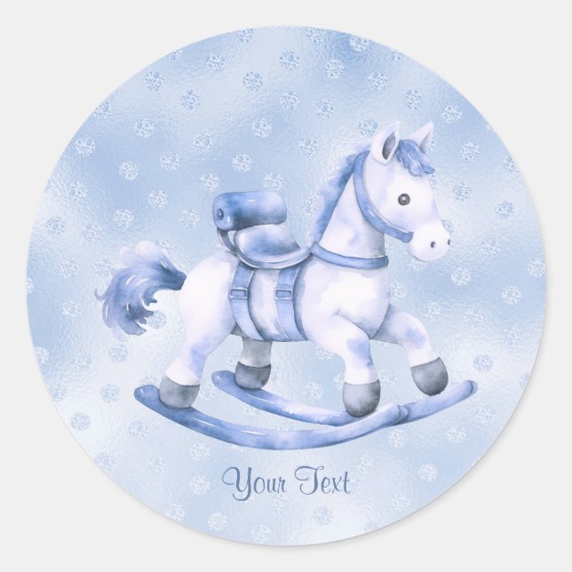 Adesivo Redondo Sticker Blue Rocking Horse (Frente)