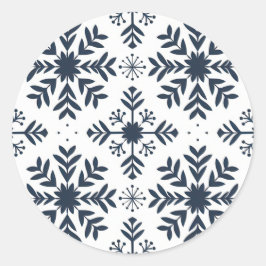 Adesivo Redondo Sticker Blue Snowflake