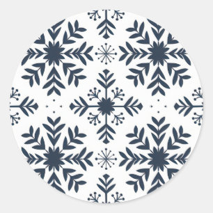 Adesivo Redondo Sticker Blue Snowflake