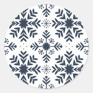 Adesivo Redondo Sticker Blue Snowflake