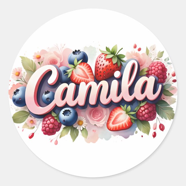 Adesivo Redondo Sticker Camila Berry Design (Frente)