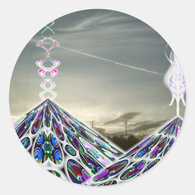 Adesivo Redondo Sticker da Pirâmide Mayan 2012 (Frente)