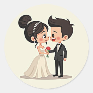 Adesivo Redondo Sticker de Casamento de Conexão de Amor