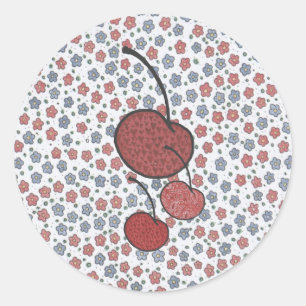 Adesivo Redondo Sticker de cerejas