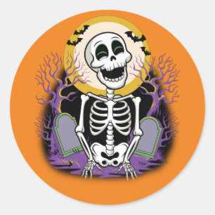Adesivo Redondo Sticker de Gravador Feliz de Halloween