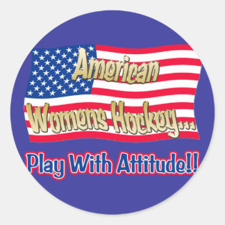 Adesivo Redondo Sticker de Hóquei das Mulheres Americanas