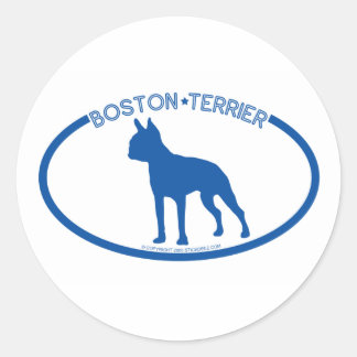 Adesivo Redondo Sticker de Silhouette de Boston Terrier
