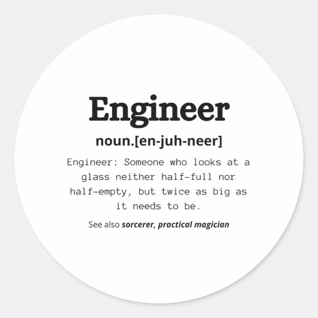 Adesivo Redondo Sticker Definido pelo engenheiro: A Fórmula Atrás  (Frente)