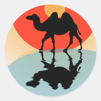 Adesivo Redondo Sticker: Design "Kamele & Wasser"
