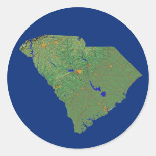 Adesivo Redondo Sticker do Mapa da Carolina do Sul