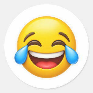 Adesivo Redondo Sticker Emoji de Rir Choranto Meme
