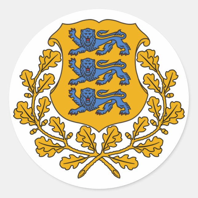 Adesivo Redondo Sticker - Estônia Crest/Eesti Vapp (Frente)