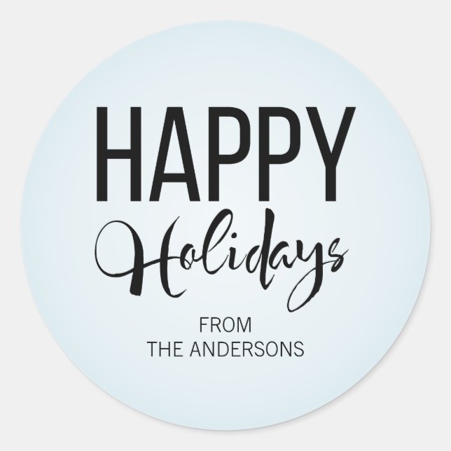 Adesivo Redondo Sticker Feliz de Feriados do Esqui de inverno (Frente)