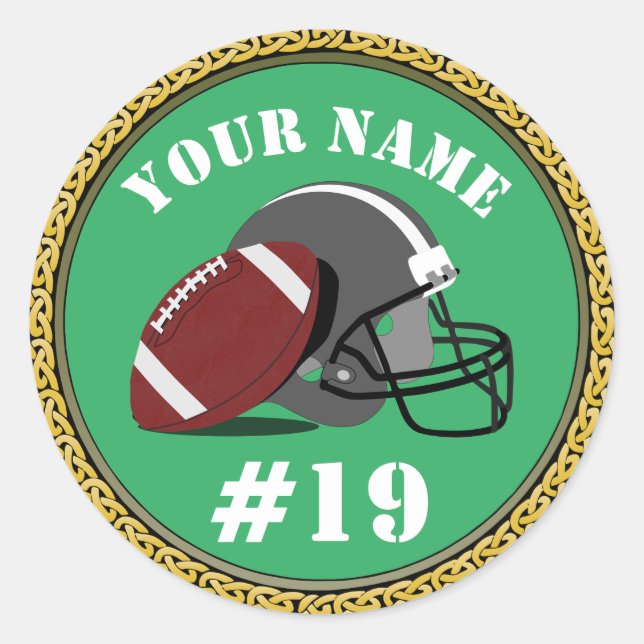 Adesivo Redondo Sticker Football - Adicionar Nome e Número (Frente)