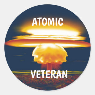 Adesivo Redondo Sticker for Atomic Veteran with Mushroom Cloud