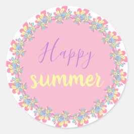 Adesivo Redondo Sticker Happy Summer