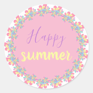 Adesivo Redondo Sticker Happy Summer