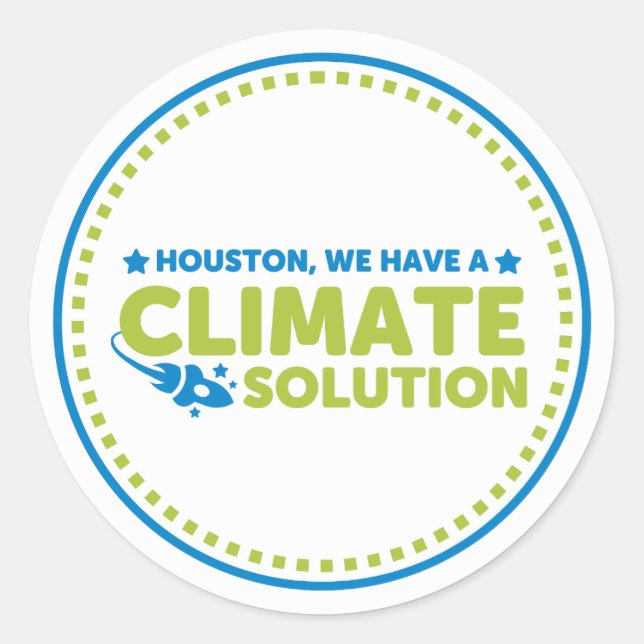 Adesivo Redondo Sticker - Houston, temos uma solução climática (Frente)