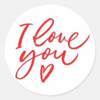 Adesivo Redondo Sticker I love you in red