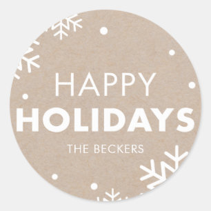 Adesivo Redondo Sticker Kraft Feliz Feriados