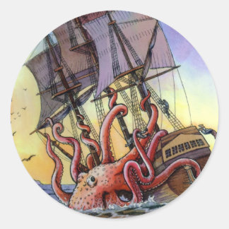 Adesivo Redondo Sticker Kraken Attack
