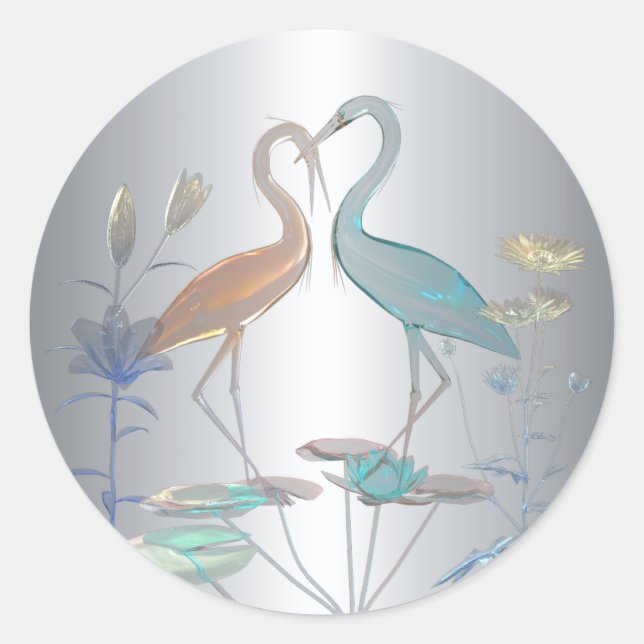 Adesivo Redondo Sticker Love Birds Silver (Frente)