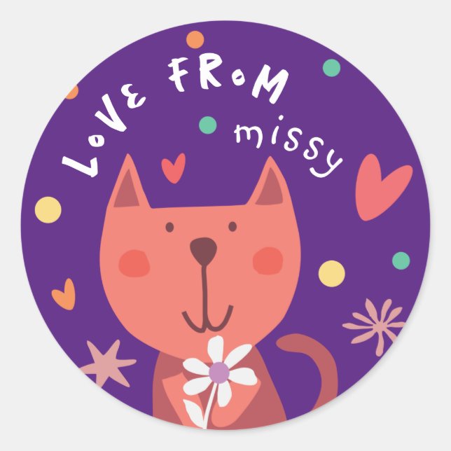 Adesivo Redondo Sticker 'love from' (Frente)