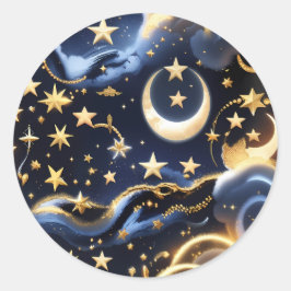 Adesivo Redondo Sticker - Luxury Celestial Moon Phases Design