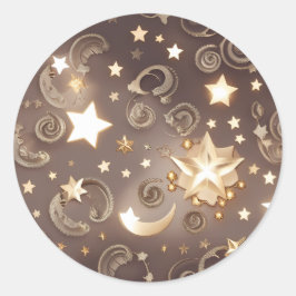 Adesivo Redondo Sticker – Luxury Champagne Gold Celestial