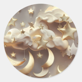 Adesivo Redondo Sticker – Luxury Creamy Celestial Moon