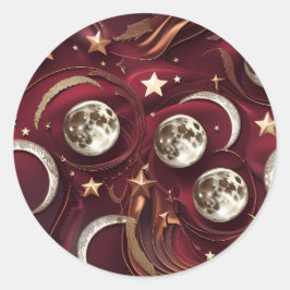 Adesivo Redondo Sticker – Luxury Garnet Red Celestial Moon