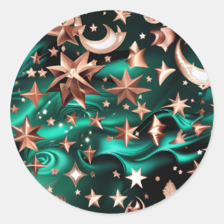 Adesivo Redondo Sticker – Luxury Malachite Green Celestial