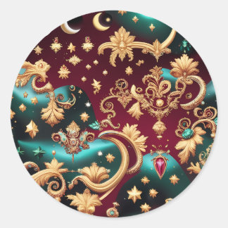 Adesivo Redondo Sticker – Luxury Obsidian Black Celestial