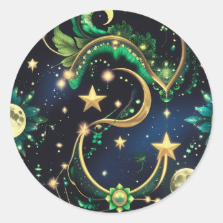 Adesivo Redondo Sticker – Luxury Obsidian Black Celestial