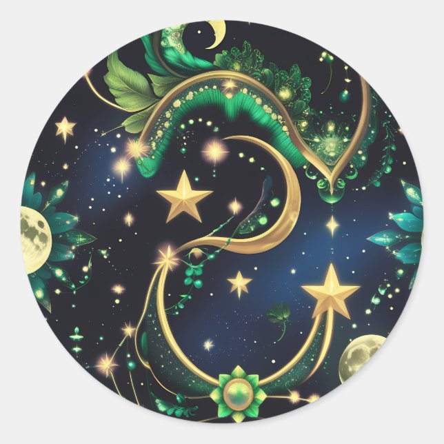 Adesivo Redondo Sticker – Luxury Obsidian Black Celestial (Frente)