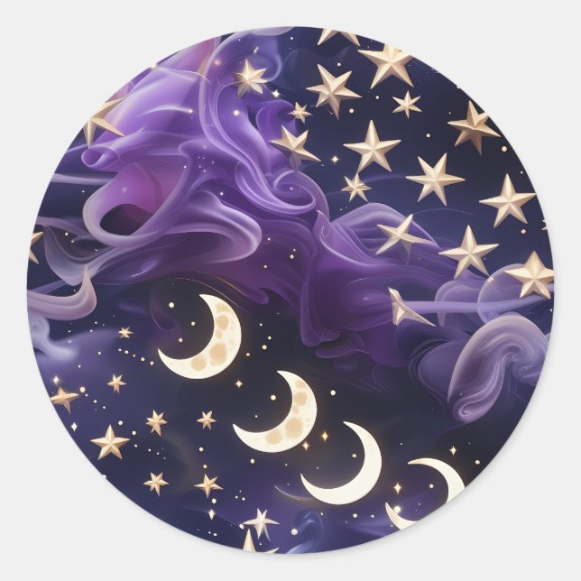 Adesivo Redondo Sticker – Luxury Royal Amethyst Celestial (Frente)