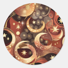 Adesivo Redondo Sticker - Luxury Terracotta Celestial Moon Design