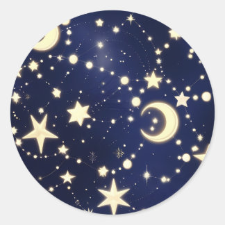 Adesivo Redondo Sticker – Luxury Velvet Navy Celestial Moon